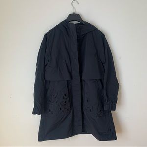 Lululemon Black Embroidered Cut Out Rain Coat
